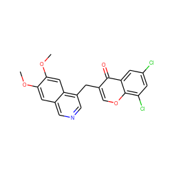 COc1cc2cncc(Cc3coc4c(Cl)cc(Cl)cc4c3=O)c2cc1OC ZINC000205655606