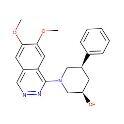 COc1cc2cnnc(N3C[C@H](O)C[C@H](c4ccccc4)C3)c2cc1OC ZINC000474602077