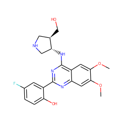 COc1cc2nc(-c3cc(F)ccc3O)nc(N[C@@H]3CNC[C@H]3CO)c2cc1OC ZINC000066101854