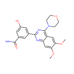 COc1cc2nc(-c3cc(O)cc(C(N)=O)c3)nc(N3CCOCC3)c2cc1OC ZINC000299868013