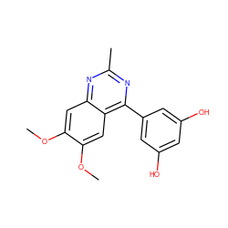 COc1cc2nc(C)nc(-c3cc(O)cc(O)c3)c2cc1OC ZINC000026725647