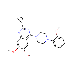 COc1cc2nc(C3CC3)nc(N3CCN(c4ccccc4OC)CC3)c2cc1OC ZINC000096284476