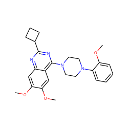 COc1cc2nc(C3CCC3)nc(N3CCN(c4ccccc4OC)CC3)c2cc1OC ZINC000001010444