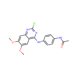 COc1cc2nc(Cl)nc(Nc3ccc(NC(C)=O)cc3)c2cc1OC ZINC000011756283