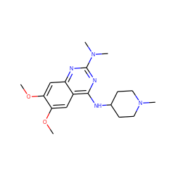 COc1cc2nc(N(C)C)nc(NC3CCN(C)CC3)c2cc1OC ZINC000036382565