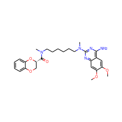 COc1cc2nc(N(C)CCCCCCN(C)C(=O)[C@@H]3COc4ccccc4O3)nc(N)c2cc1OC ZINC000043072813