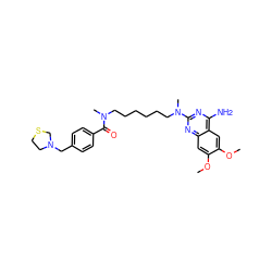 COc1cc2nc(N(C)CCCCCCN(C)C(=O)c3ccc(CN4CCSC4)cc3)nc(N)c2cc1OC ZINC000027550947