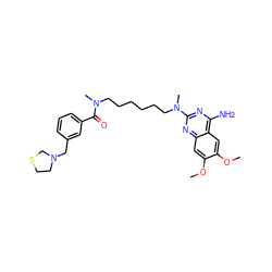 COc1cc2nc(N(C)CCCCCCN(C)C(=O)c3cccc(CN4CCSC4)c3)nc(N)c2cc1OC ZINC000027552675