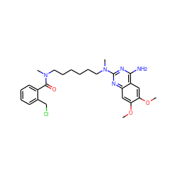 COc1cc2nc(N(C)CCCCCCN(C)C(=O)c3ccccc3CCl)nc(N)c2cc1OC ZINC000013782112