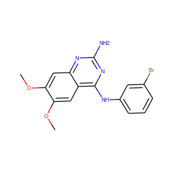 COc1cc2nc(N)nc(Nc3cccc(Br)c3)c2cc1OC ZINC000003815348