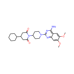 COc1cc2nc(N3CCC(N4C(=O)CC(C5CCCCC5)CC4=O)CC3)nc(N)c2cc1OC ZINC000034802002