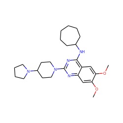 COc1cc2nc(N3CCC(N4CCCC4)CC3)nc(NC3CCCCCC3)c2cc1OC ZINC000042890578