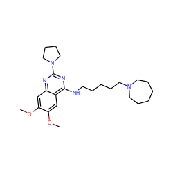 COc1cc2nc(N3CCCC3)nc(NCCCCCN3CCCCCC3)c2cc1OC ZINC000095493500