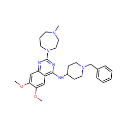 COc1cc2nc(N3CCCN(C)CC3)nc(NC3CCN(Cc4ccccc4)CC3)c2cc1OC ZINC000036382102