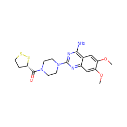 COc1cc2nc(N3CCN(C(=O)[C@@H]4CCSS4)CC3)nc(N)c2cc1OC ZINC000013606748