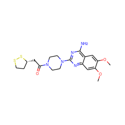 COc1cc2nc(N3CCN(C(=O)C[C@@H]4CCSS4)CC3)nc(N)c2cc1OC ZINC000013606743