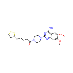 COc1cc2nc(N3CCN(C(=O)CCCC[C@@H]4CCSS4)CC3)nc(N)c2cc1OC ZINC000013606736