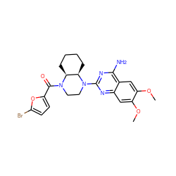 COc1cc2nc(N3CCN(C(=O)c4ccc(Br)o4)[C@H]4CCCC[C@H]43)nc(N)c2cc1OC ZINC000028713893