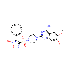 COc1cc2nc(N3CCN(S(=O)(=O)c4no[n+]([O-])c4C4=CC=CC=CC=C4)CC3)nc(N)c2cc1OC ZINC000253639294