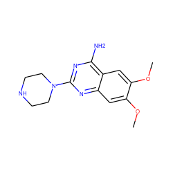 COc1cc2nc(N3CCNCC3)nc(N)c2cc1OC ZINC000000203311