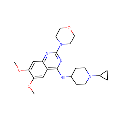 COc1cc2nc(N3CCOCC3)nc(NC3CCN(C4CC4)CC3)c2cc1OC ZINC001772581854