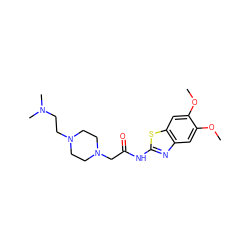 COc1cc2nc(NC(=O)CN3CCN(CCN(C)C)CC3)sc2cc1OC ZINC001772634379