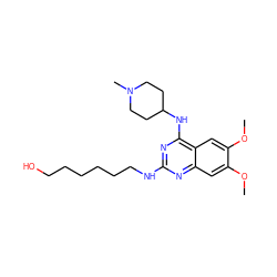 COc1cc2nc(NCCCCCCO)nc(NC3CCN(C)CC3)c2cc1OC ZINC001772656422