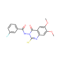 COc1cc2nc(S)n(NC(=O)c3cccc(F)c3)c(=O)c2cc1OC ZINC000653780373