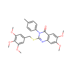 COc1cc2nc(SCc3cc(OC)c(OC)c(OC)c3)n(-c3ccc(C)cc3)c(=O)c2cc1OC ZINC001772629302