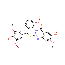 COc1cc2nc(SCc3cc(OC)c(OC)c(OC)c3)n(-c3ccccc3OC)c(=O)c2cc1OC ZINC001772642537