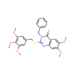 COc1cc2nc(SCc3cc(OC)c(OC)c(OC)c3)n(Cc3ccccc3)c(=O)c2cc1OC ZINC001772602209