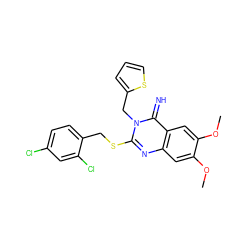 COc1cc2nc(SCc3ccc(Cl)cc3Cl)n(Cc3cccs3)c(=N)c2cc1OC ZINC000100927345