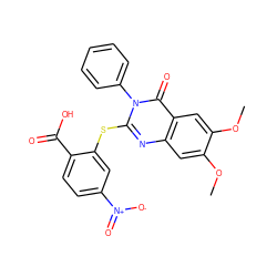 COc1cc2nc(Sc3cc([N+](=O)[O-])ccc3C(=O)O)n(-c3ccccc3)c(=O)c2cc1OC ZINC000096258067