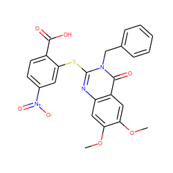 COc1cc2nc(Sc3cc([N+](=O)[O-])ccc3C(=O)O)n(Cc3ccccc3)c(=O)c2cc1OC ZINC000096258066