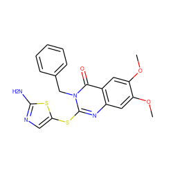 COc1cc2nc(Sc3cnc(N)s3)n(Cc3ccccc3)c(=O)c2cc1OC ZINC000096258052