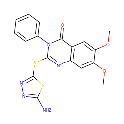 COc1cc2nc(Sc3nnc(N)s3)n(-c3ccccc3)c(=O)c2cc1OC ZINC000299825561