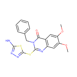 COc1cc2nc(Sc3nnc(N)s3)n(Cc3ccccc3)c(=O)c2cc1OC ZINC000299834029