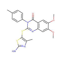 COc1cc2nc(Sc3sc(N)nc3C)n(-c3ccc(C)cc3)c(=O)c2cc1OC ZINC000299833990