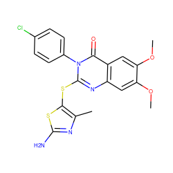 COc1cc2nc(Sc3sc(N)nc3C)n(-c3ccc(Cl)cc3)c(=O)c2cc1OC ZINC000299824346