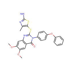 COc1cc2nc(Sc3sc(N)nc3C)n(-c3ccc(Oc4ccccc4)cc3)c(=O)c2cc1OC ZINC000299834142