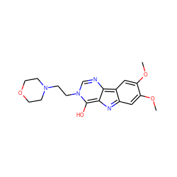 COc1cc2nc3c(O)n(CCN4CCOCC4)cnc-3c2cc1OC ZINC000101760548