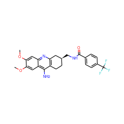 COc1cc2nc3c(c(N)c2cc1OC)CC[C@H](CNC(=O)c1ccc(C(F)(F)F)cc1)C3 ZINC000013528646
