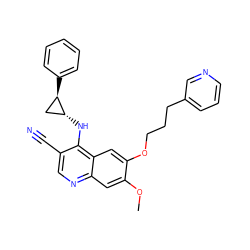 COc1cc2ncc(C#N)c(N[C@@H]3C[C@H]3c3ccccc3)c2cc1OCCCc1cccnc1 ZINC000028952913