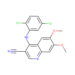 COc1cc2ncc(C#N)c(Nc3cc(Cl)ccc3Cl)c2cc1OC ZINC000013862207