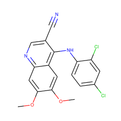 COc1cc2ncc(C#N)c(Nc3ccc(Cl)cc3Cl)c2cc1OC ZINC000013470095