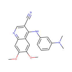 COc1cc2ncc(C#N)c(Nc3cccc(N(C)C)c3)c2cc1OC ZINC000003815401