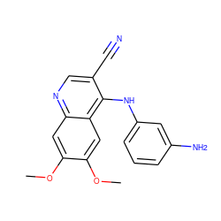 COc1cc2ncc(C#N)c(Nc3cccc(N)c3)c2cc1OC ZINC000003815397