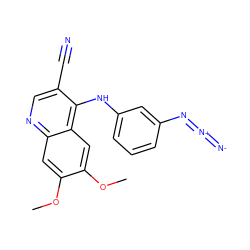 COc1cc2ncc(C#N)c(Nc3cccc(N=[N+]=[N-])c3)c2cc1OC ZINC000013812976