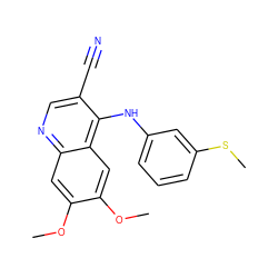 COc1cc2ncc(C#N)c(Nc3cccc(SC)c3)c2cc1OC ZINC000003815387