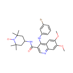 COc1cc2ncc(C(=O)NC3CC(C)(C)N([O])C(C)(C)C3)c(Nc3cccc(Br)c3)c2cc1OC ZINC000101468770